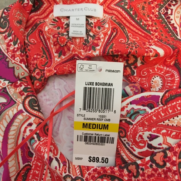 Charter Club NWT Luxe Bohemian Dress- Size Medium - Picture 6 of 7